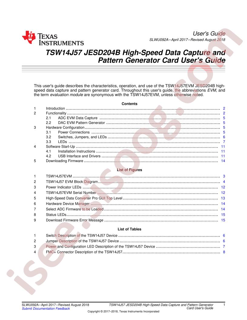 TSW14J57EVM User Guide
