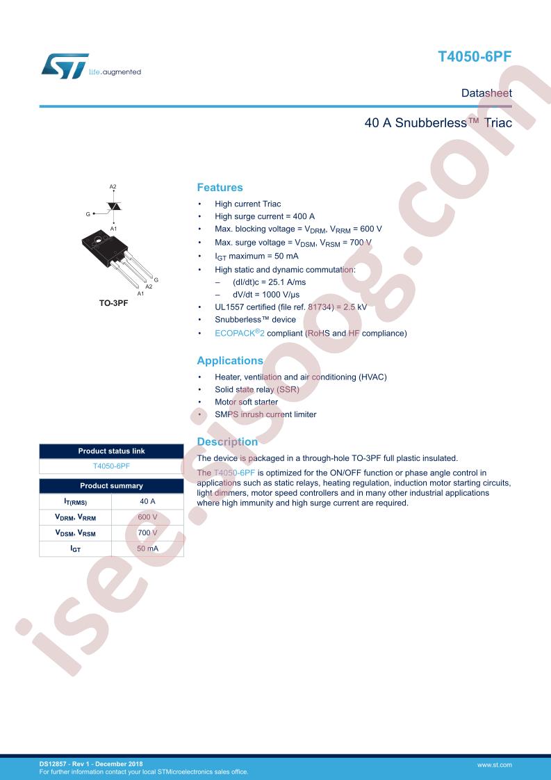 T4050-6PF Datasheet
