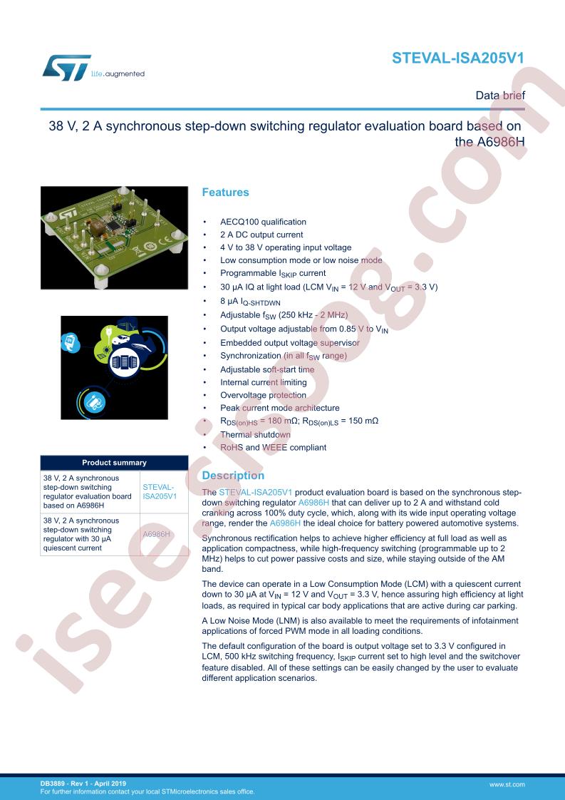 STEVAL-ISA205V1 Data Brief