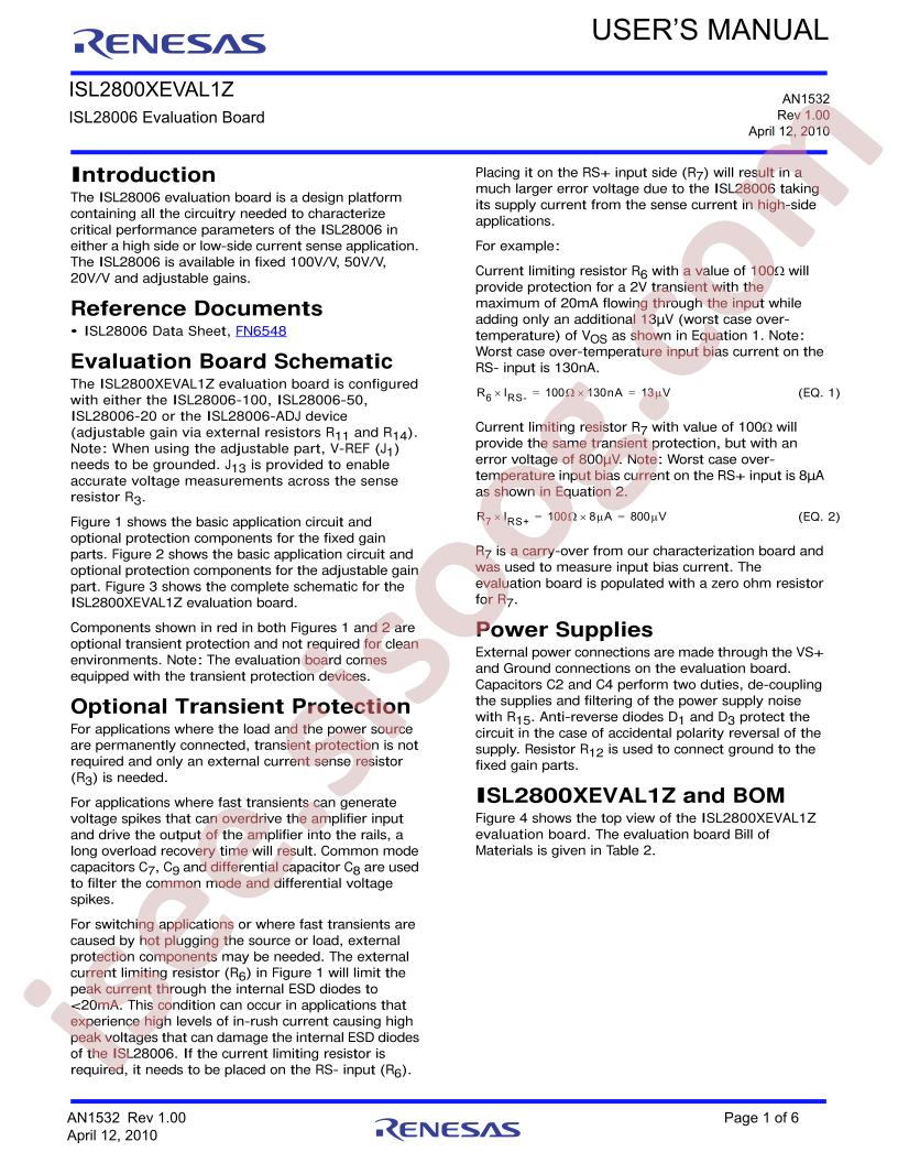 ISL28006 Eval Board Guide