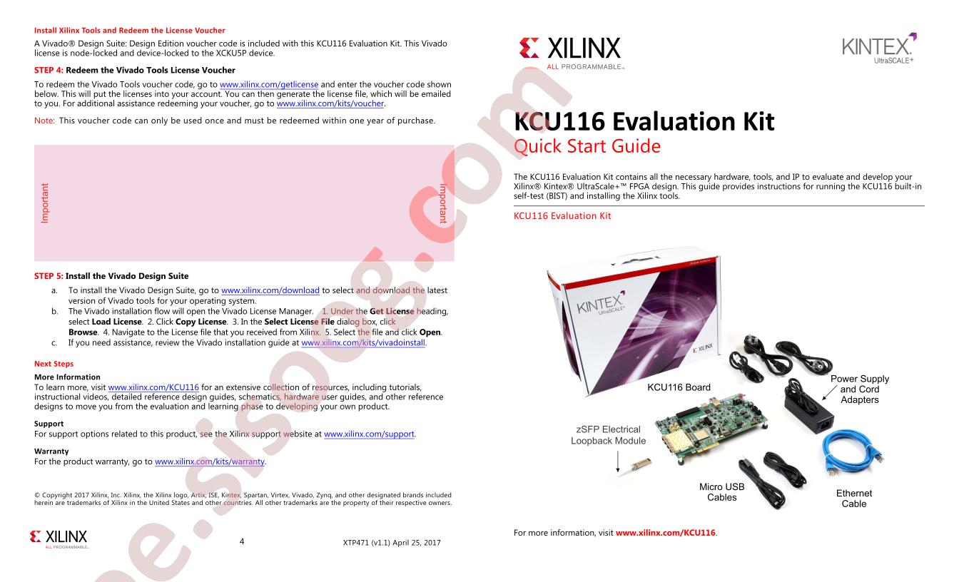 KCU116 Eval Kit Quick Start Guide