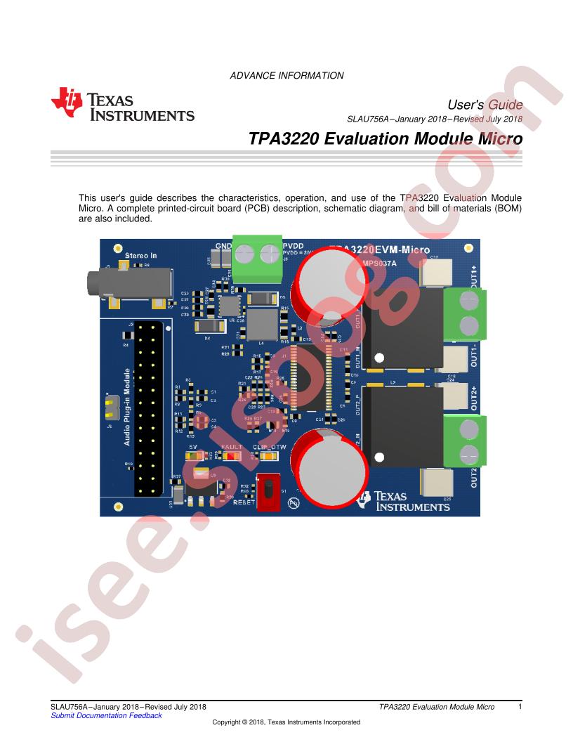 TPA3220EVM-MICRO User Guide