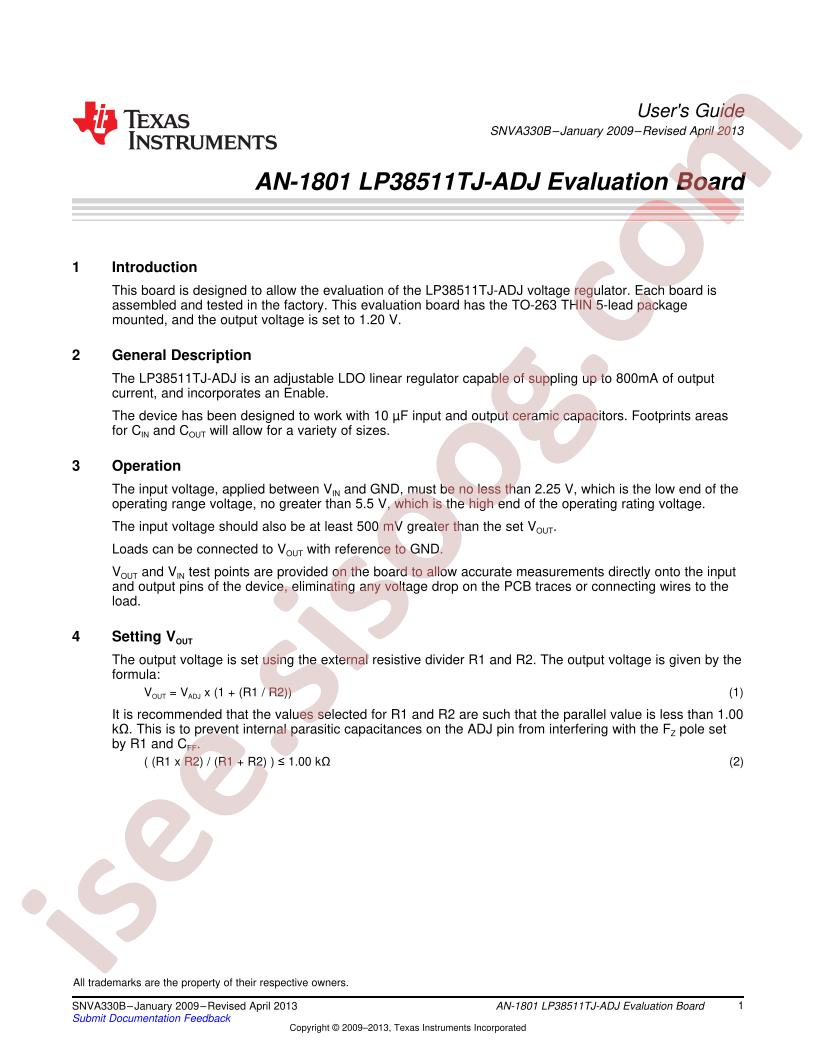 LP38511TJ-ADJ Eval Board