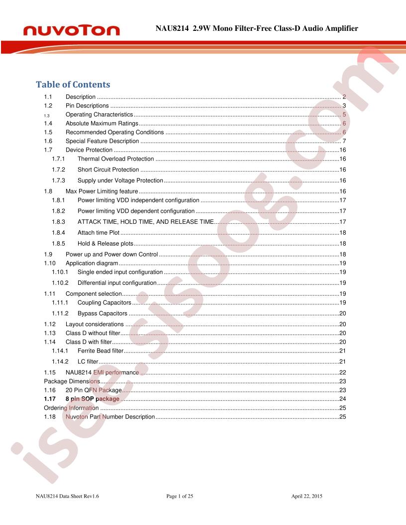 NAU8214 Datasheet