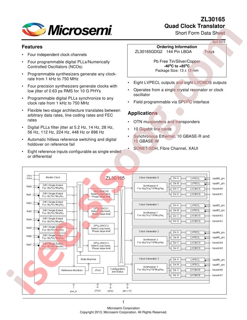 ZL30165GDG2PROG