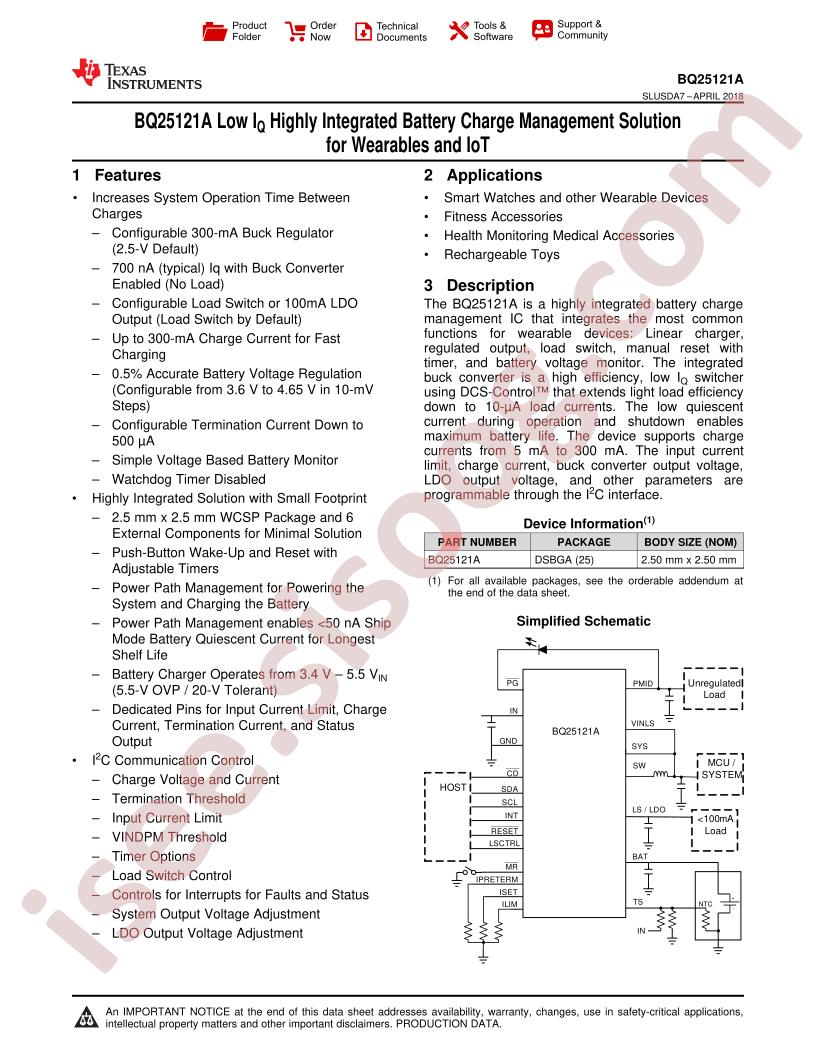 BQ25121A Datasheet