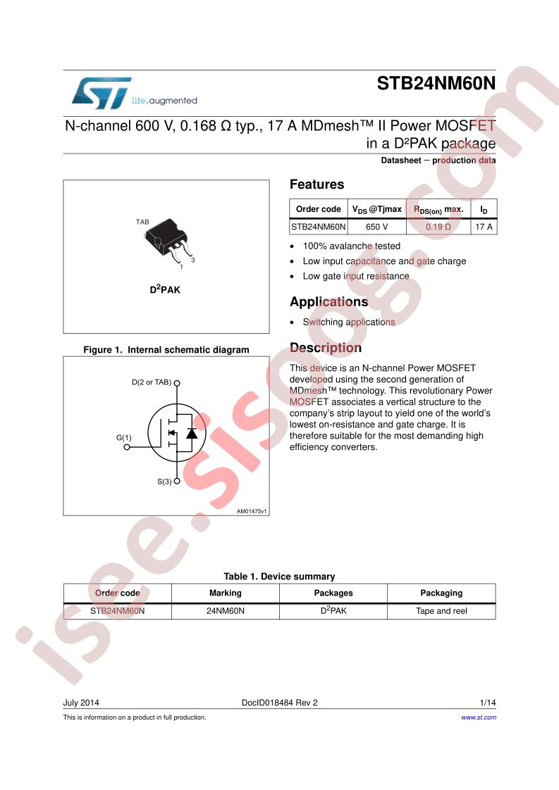 STB24NM60N