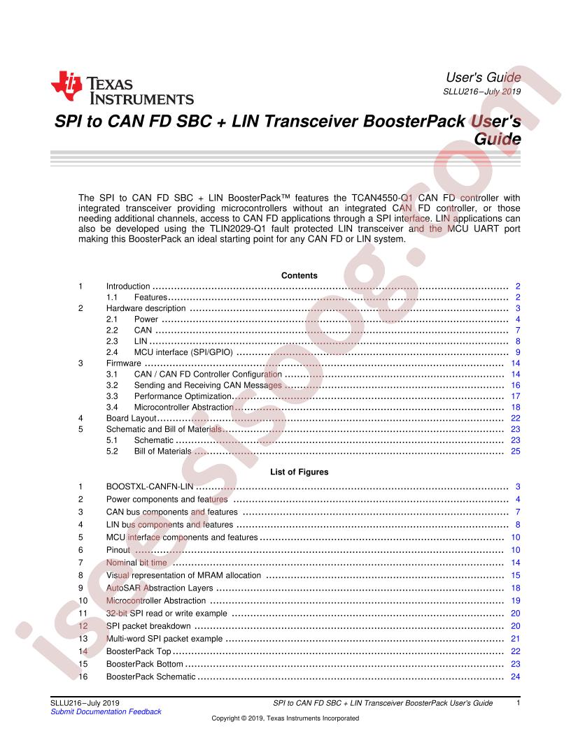BOOSTXL-CANFD-LIN Transceiver BoosterPack User Guide