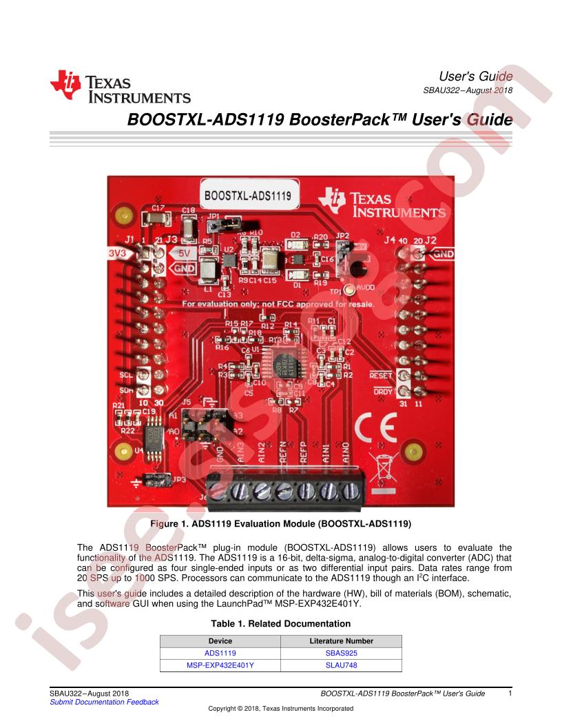 BOOSTXL-ADS1119 User Guide