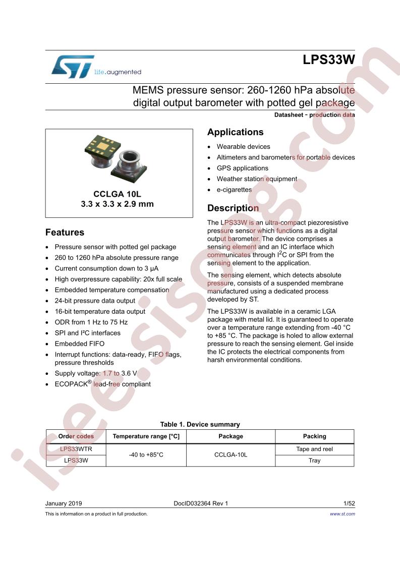 LPS33W Datasheet