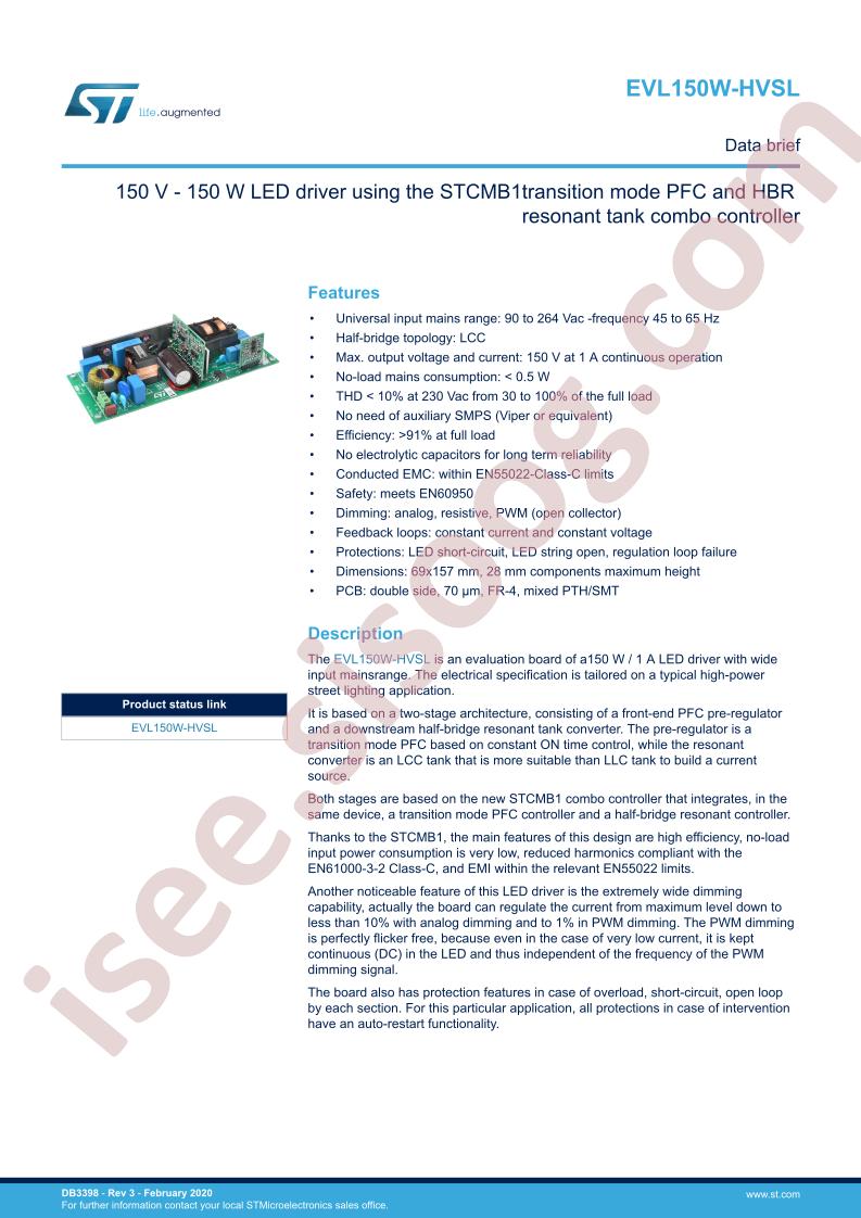 EVL150W-HVSL Data Brief