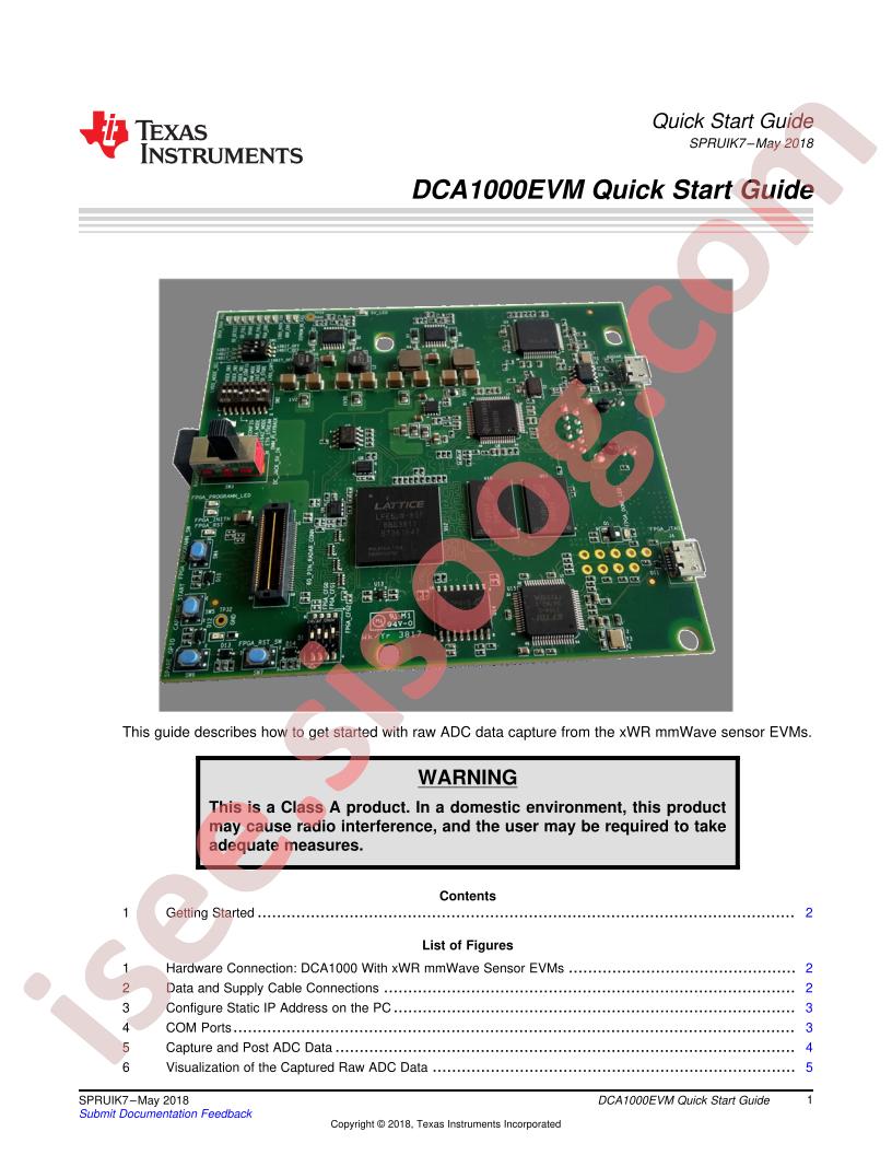 DCA1000EVM Quick Start Guide