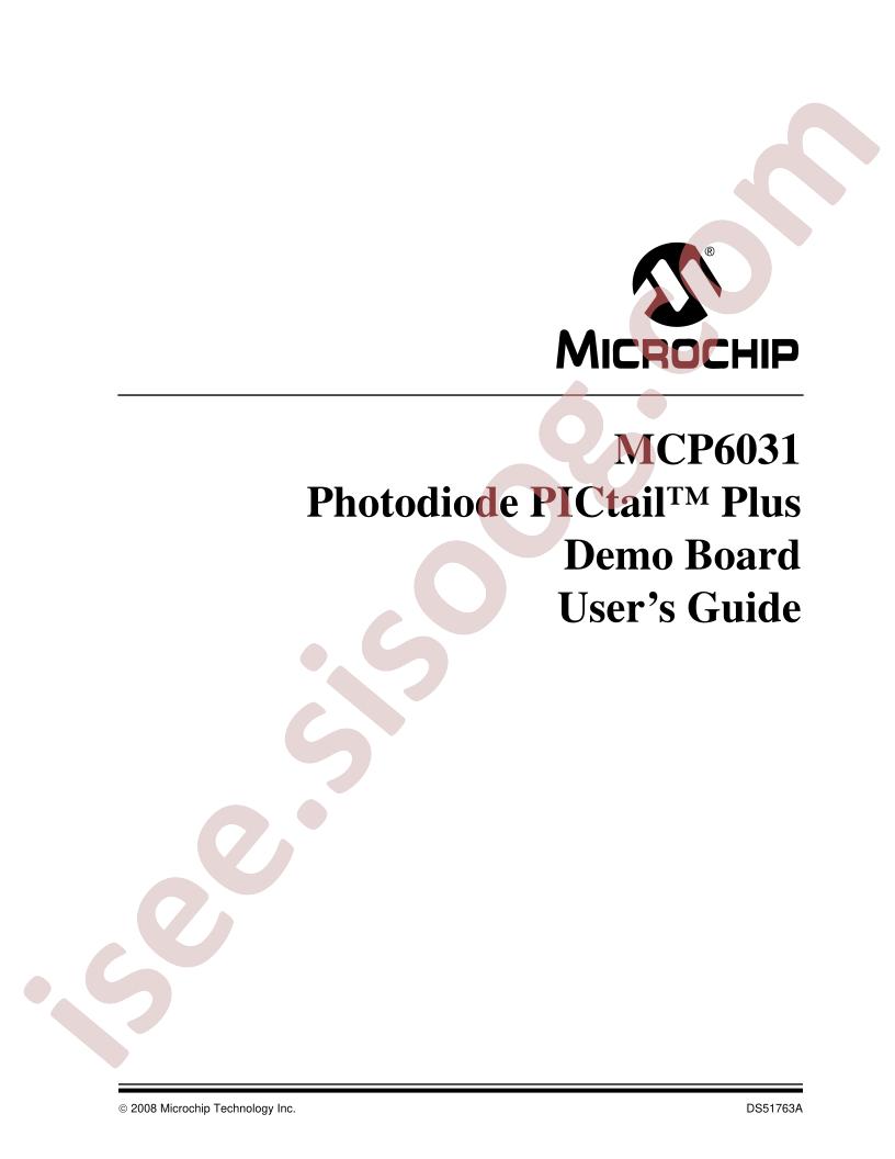 MCP6031 PICtail Plus Demo Board Guide