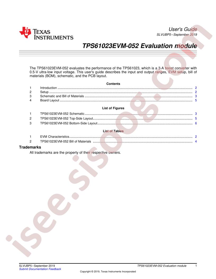 TPS61023EVM-052 User Guide