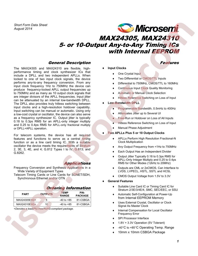 MAX24305,10 Short Form Datasheet
