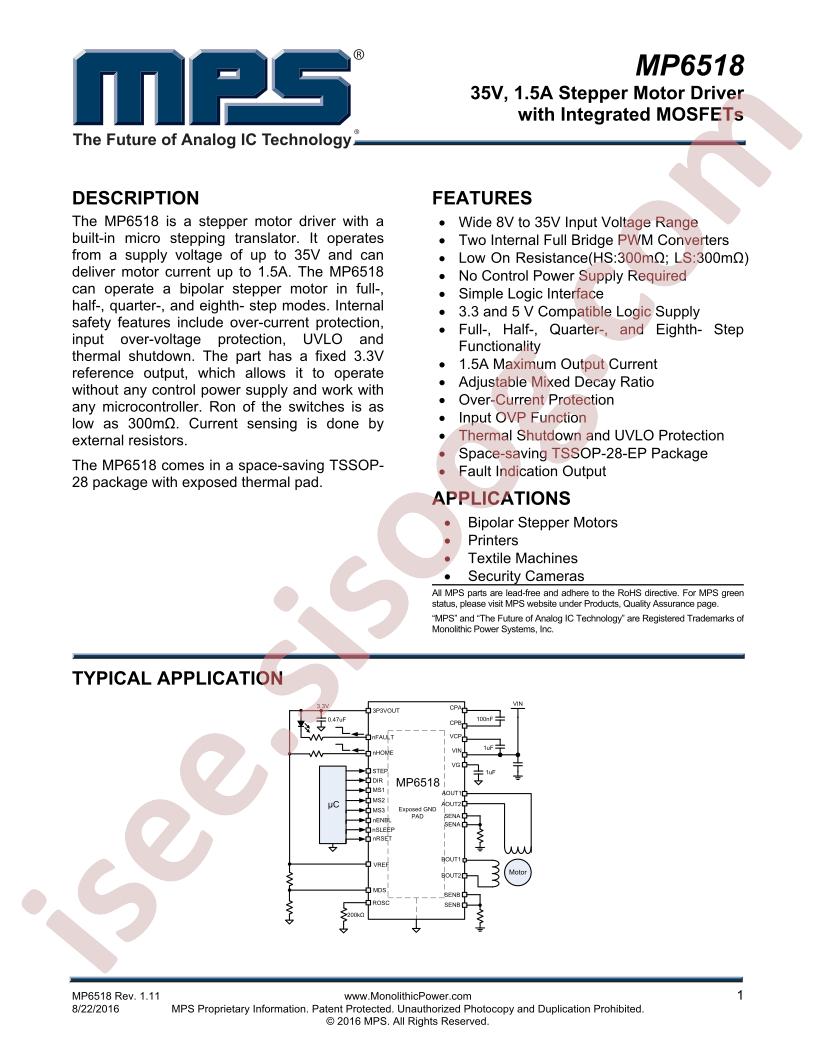 MP6518 Datasheet