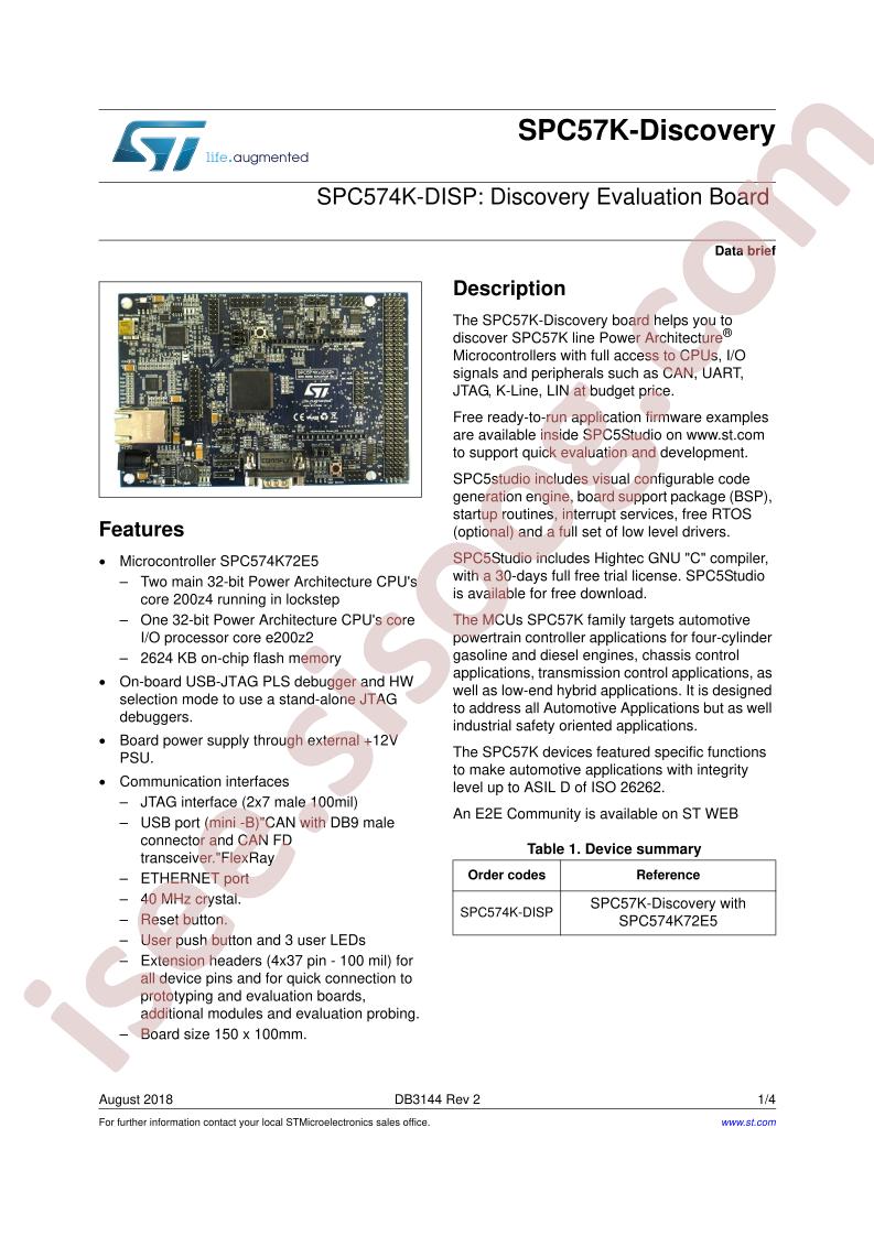 SPC574K-DISP Data Brief