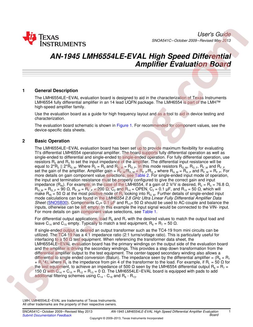 LMH6554LE-EVAL Guide