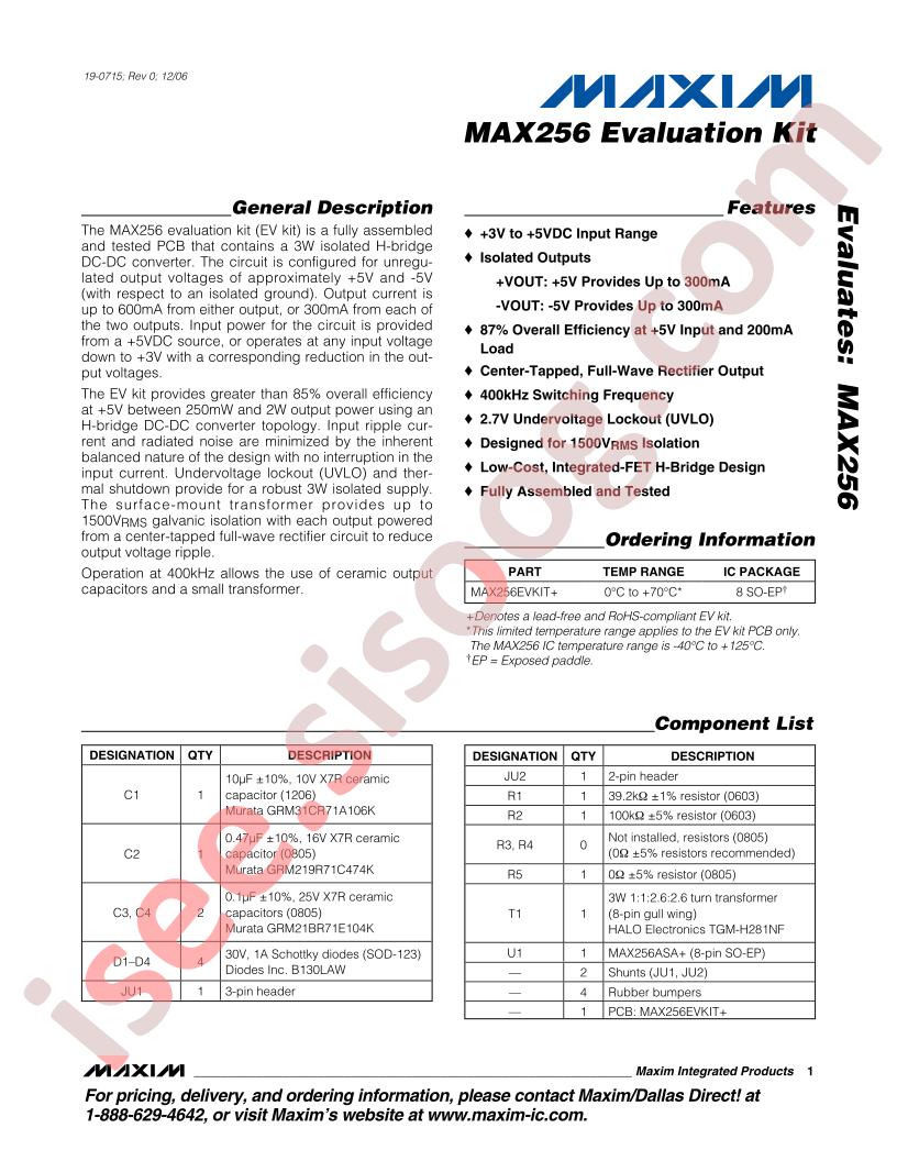 MAX256 Eval Kit