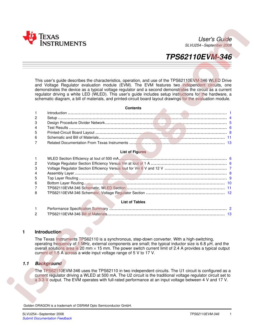 TPS62110EVM-346 User Guide