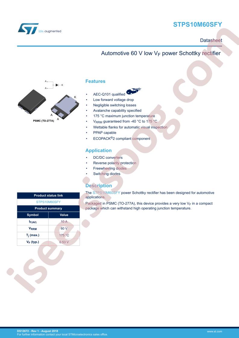 STPS10M60SFY Datasheet