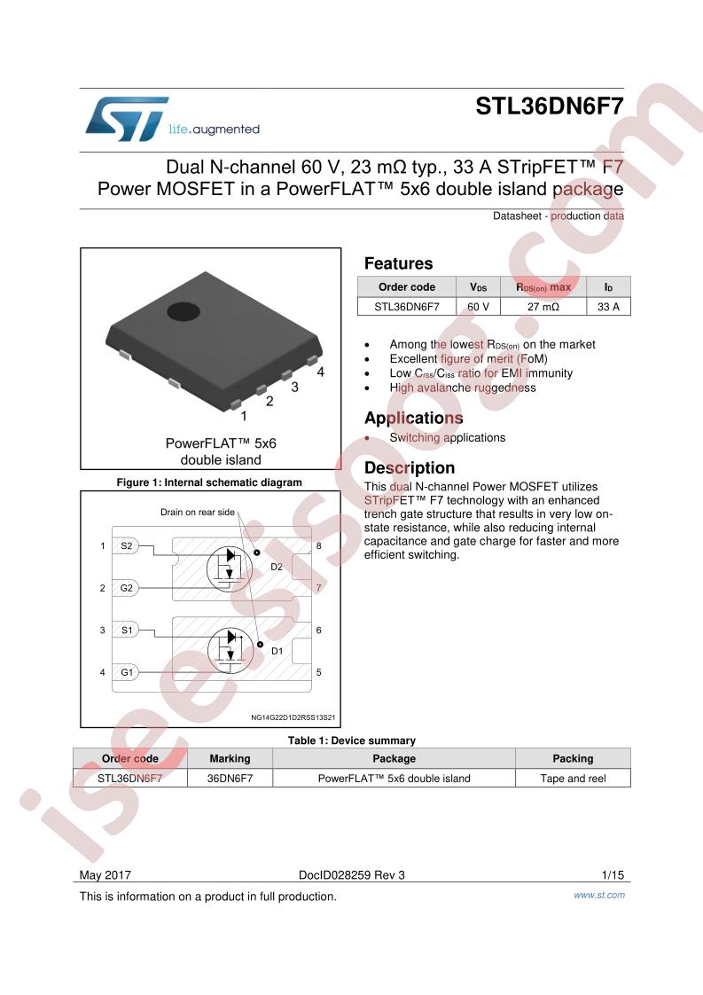 STL36DN6F7 Datasheet