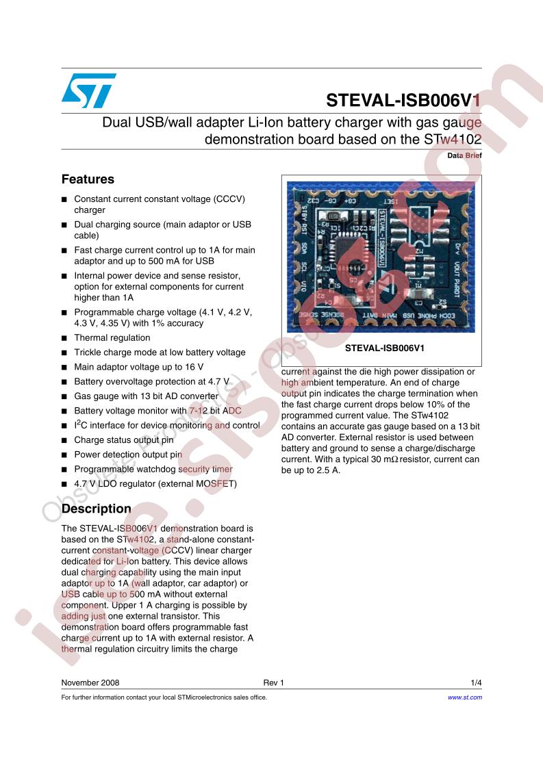 STEVAL-ISB006V1 Data Brief