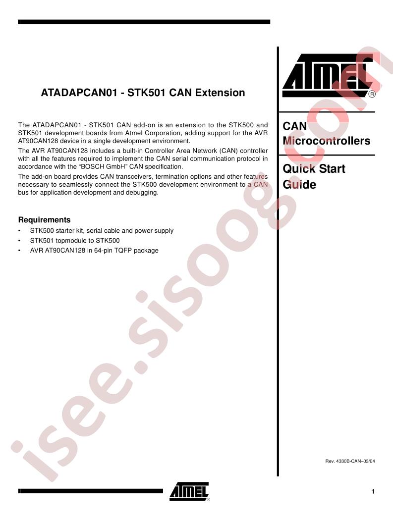 ATADAPCAN01 - STK501 Quick Start Guide