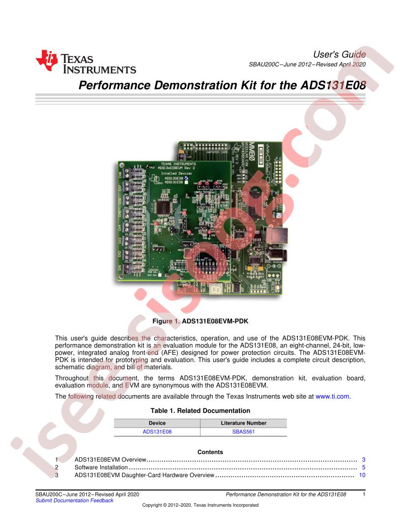 ADS131E08EVM-PDK Demo Kit