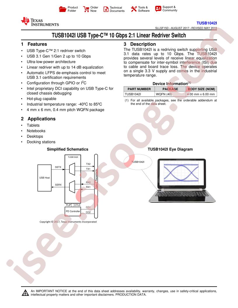 TUSB1042I Datasheet