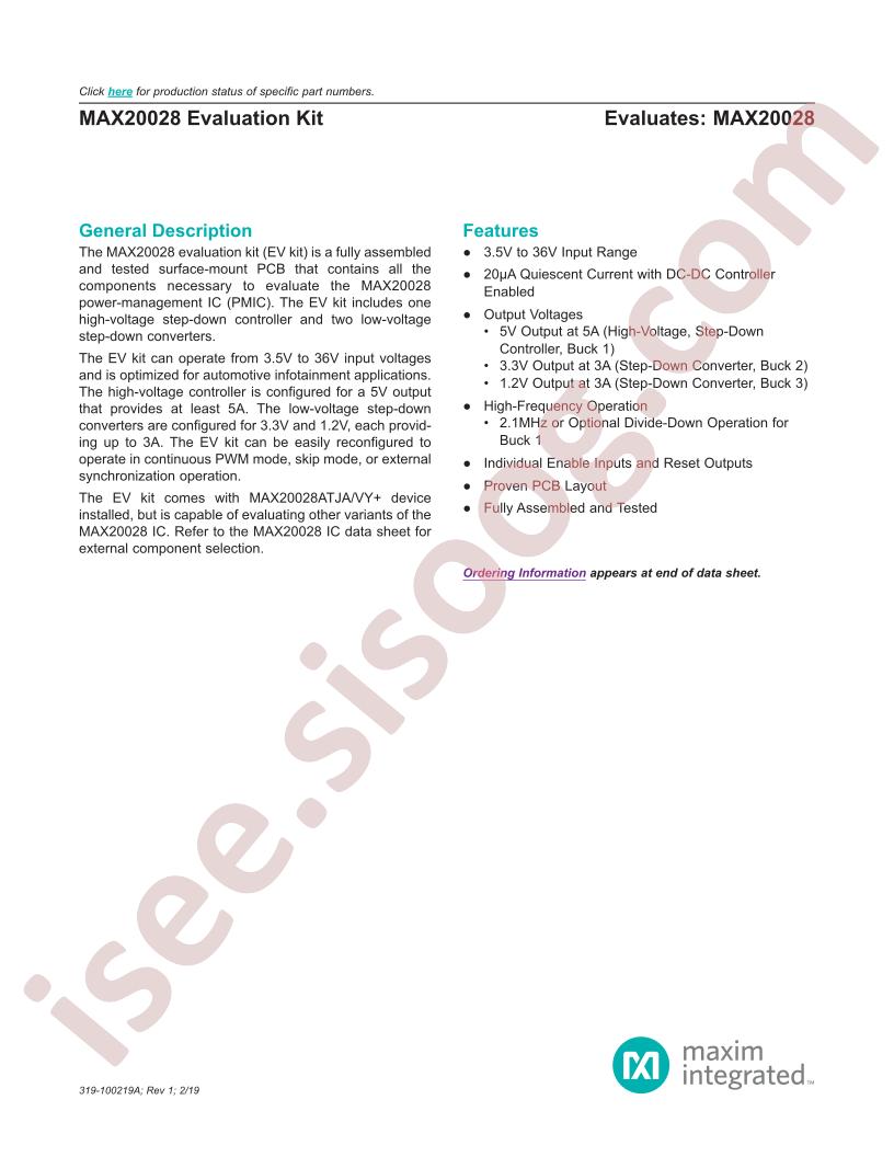 MAX20028 Evaluation Kit~