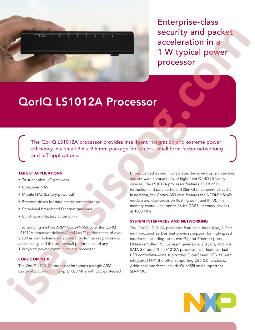 QorlQ LS1012A Fact Sheet