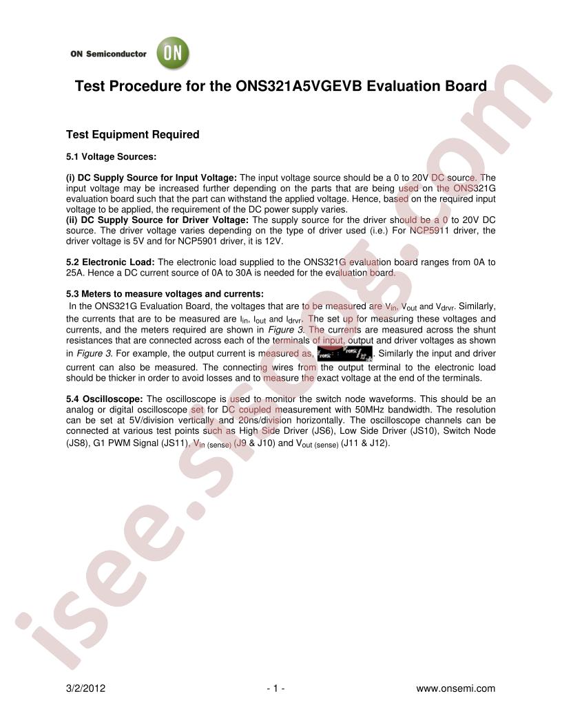 ONS321A5VGEVB Test Procedure