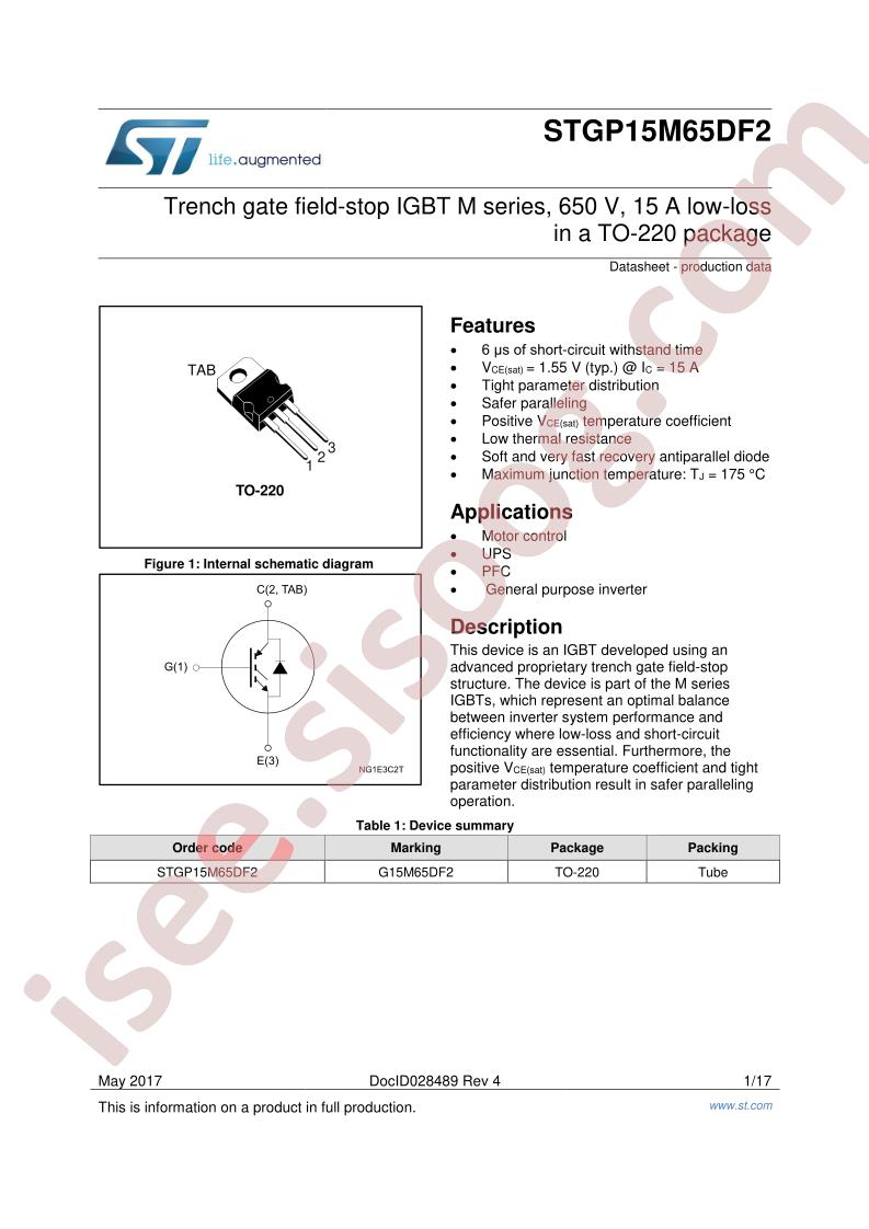 STGP15M65DF2 Datasheet