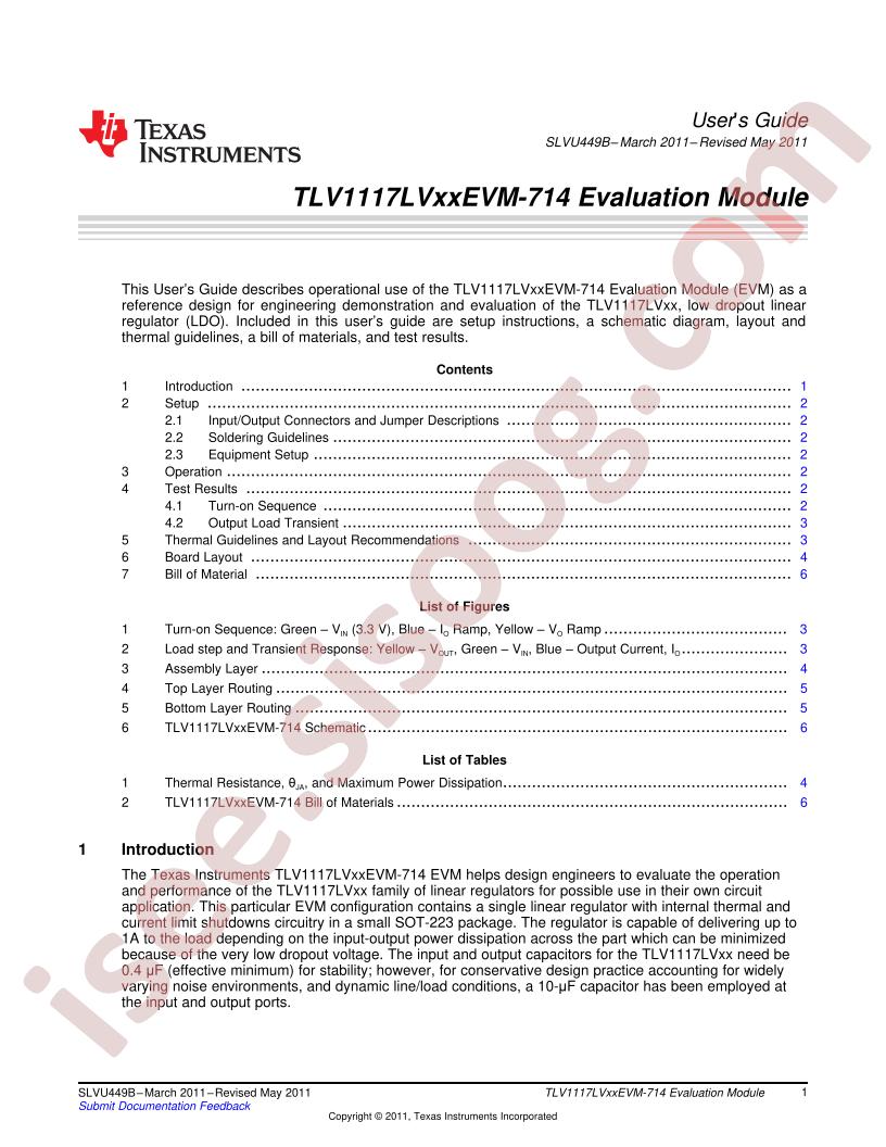 TLV1117LVxxEVM-714 User Guide