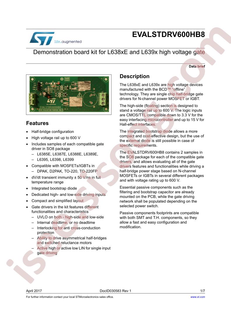 EVALSTDRV600HB8 Brief