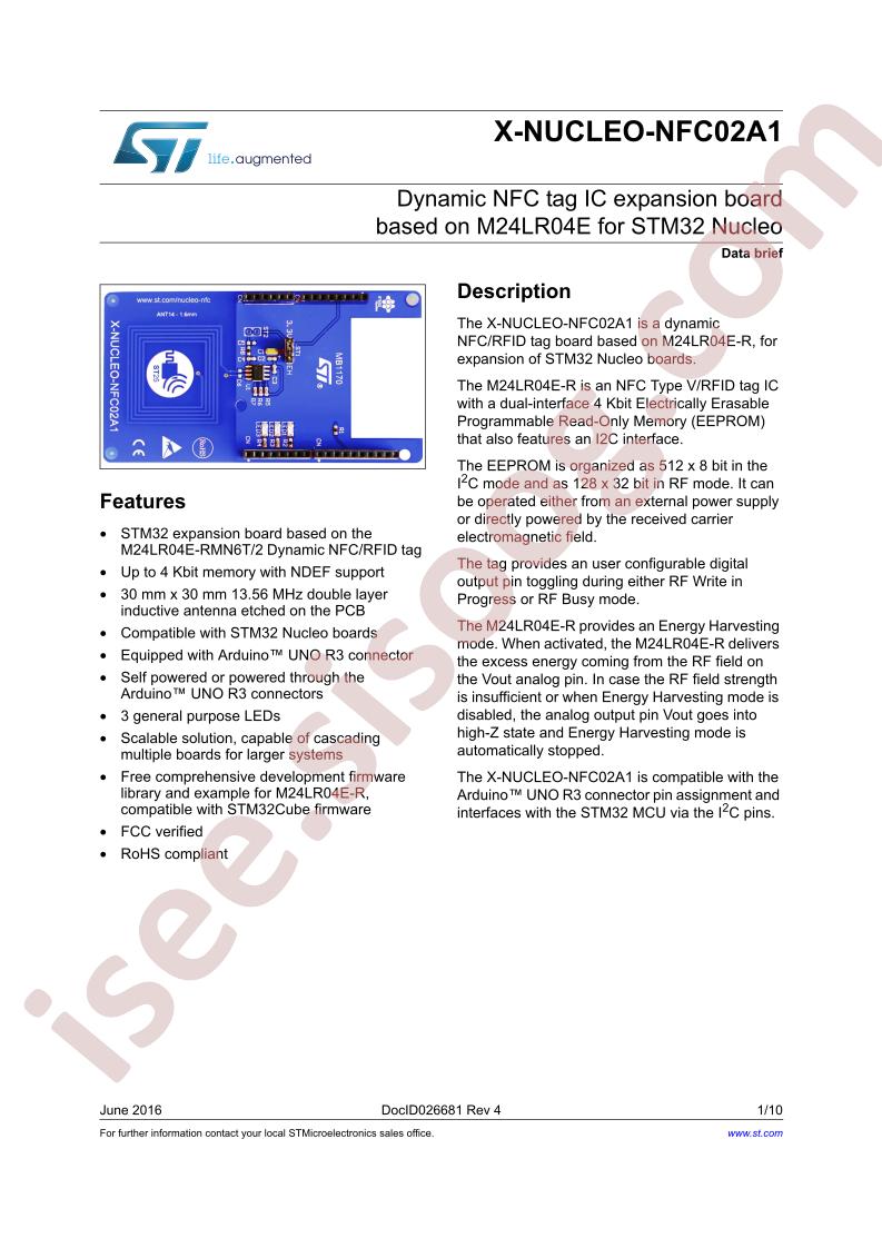 X-NUCLEO-NFC02A1 Data Brief