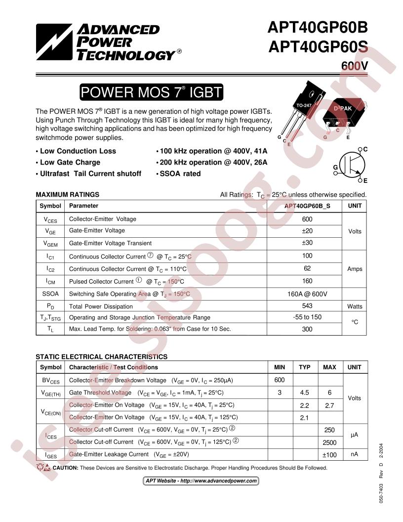 APT40GP60(B,S)