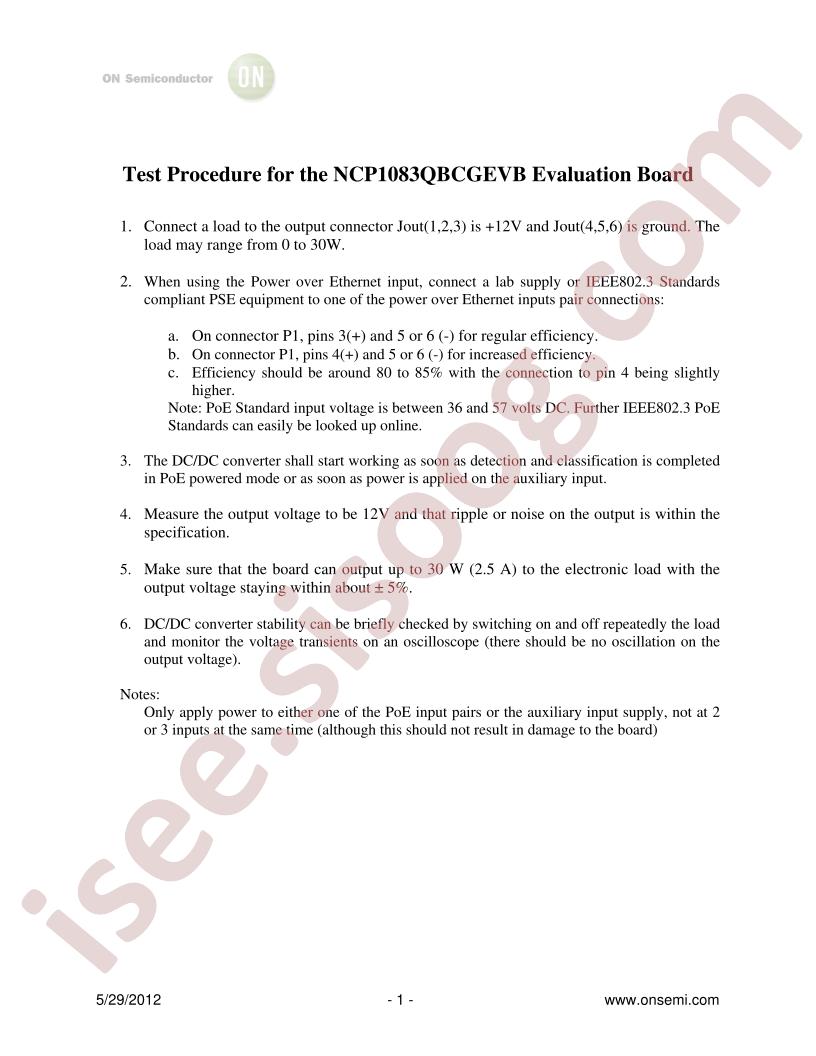 NCP1083QPCGEVB Test Procedure
