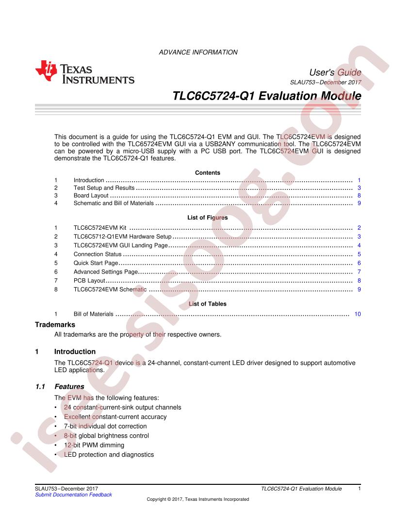 TLC6C5724-Q1 EVM User Guide