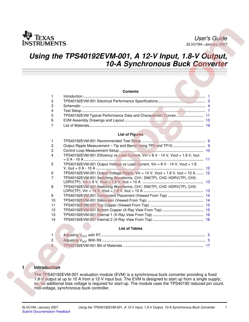 TPS40192EVM-001 Guide