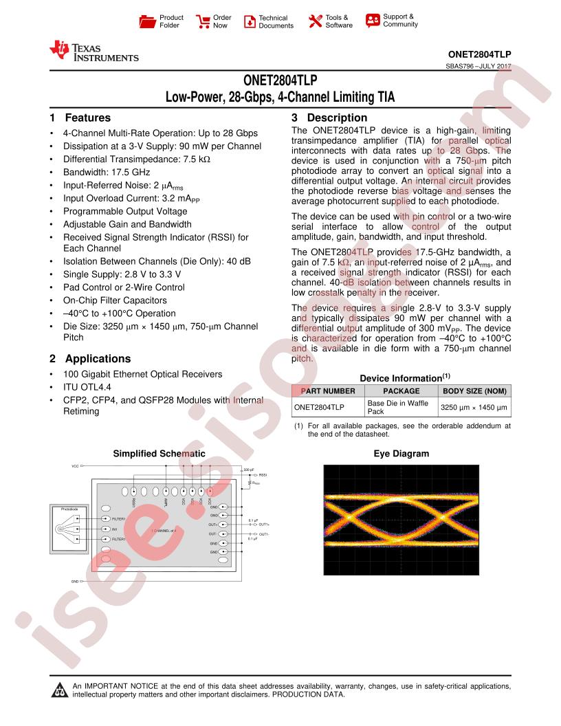 ONET2804TLPY Datasheet