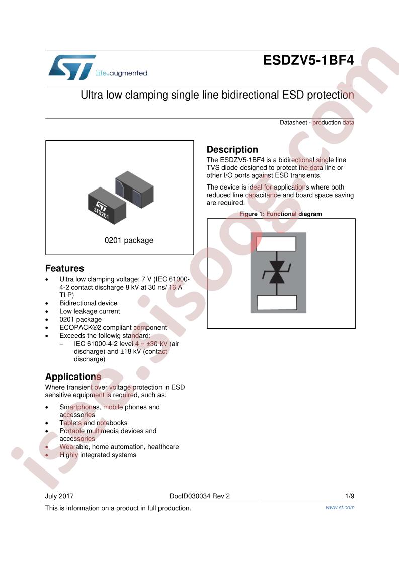 ESDZV5-1BF4 Datasheet