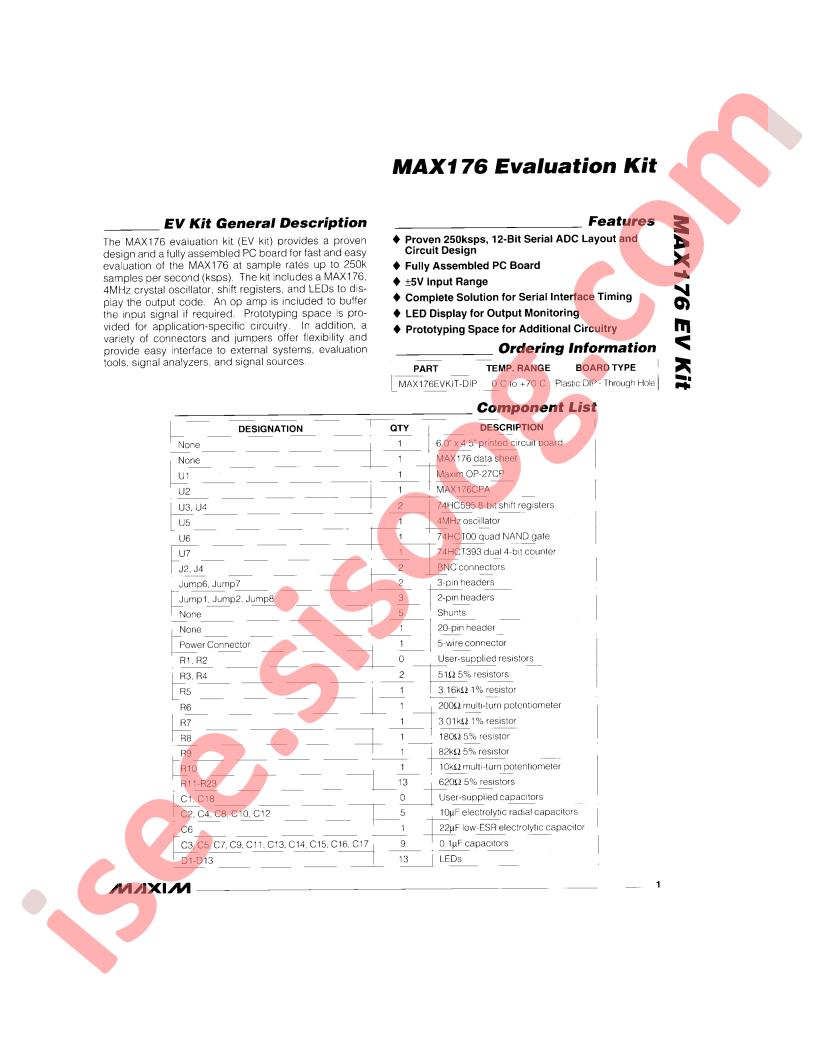 MAX176 Eval Kit