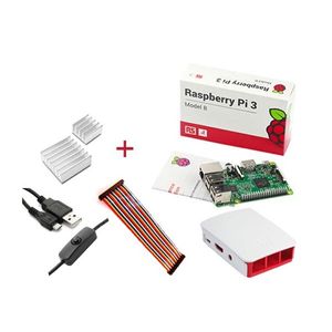 برد رزبری پای 3 Raspberry pi UK + کابل پاور + هیت سینک + جعبه و کابل فلت 40 رشته