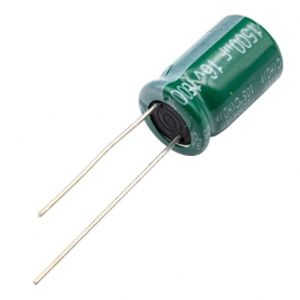 خازن الکترولیتی امپدانس پایین 1500uF / 16V تایوانی مارک TAICON سری HD طول عمر 5000Hrs
