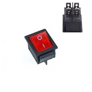 کلید راکر چراغ دار قرمز 4 پایه 2 حالت 25*30 میلیمتر KCD4-102N 4PIN