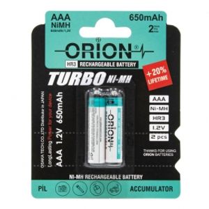 باتری نیم قلمی قابل شارژ 650mAh دوتایی مارک ORION