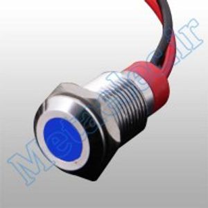 چراغ سیگنال فلزی 12-24 ولت آبی قطر 8mm با سیم به طول 15 سانتیمتر سری PY-8