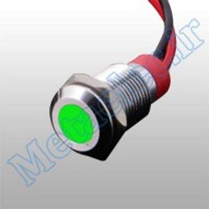 چراغ سیگنال فلزی 12-24 ولت سبز قطر 8mm با سیم به طول 15 سانتیمتر سری PY-8